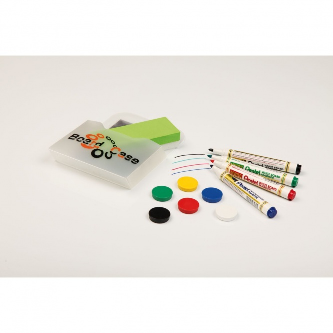 Whiteboard-Zubehör-Box, 1 magn. Trockenwischer, 5 Whiteboard-Marker, 10 Magnete 